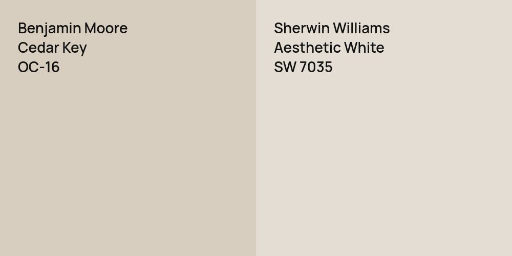 Benjamin Moore Cedar Key vs. Sherwin Williams Aesthetic White