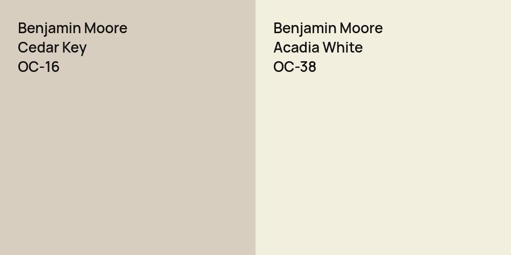 Benjamin Moore Cedar Key vs. Benjamin Moore Acadia White