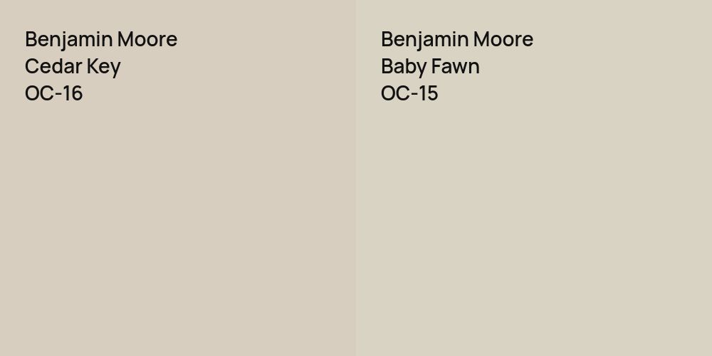 Benjamin Moore Cedar Key vs. Benjamin Moore Baby Fawn