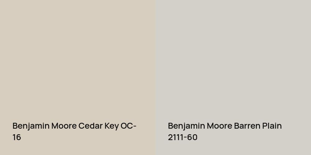 Benjamin Moore Cedar Key vs. Benjamin Moore Barren Plain