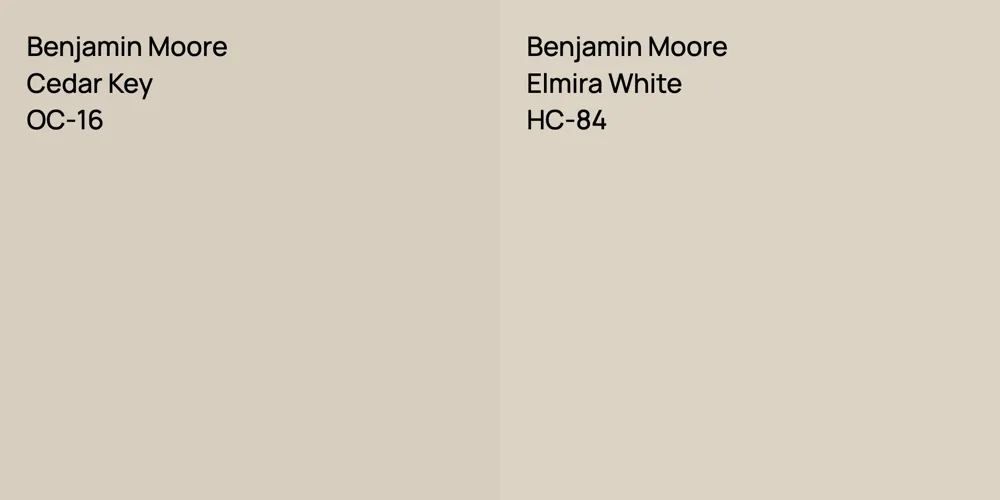 Benjamin Moore Cedar Key vs. Benjamin Moore Elmira White