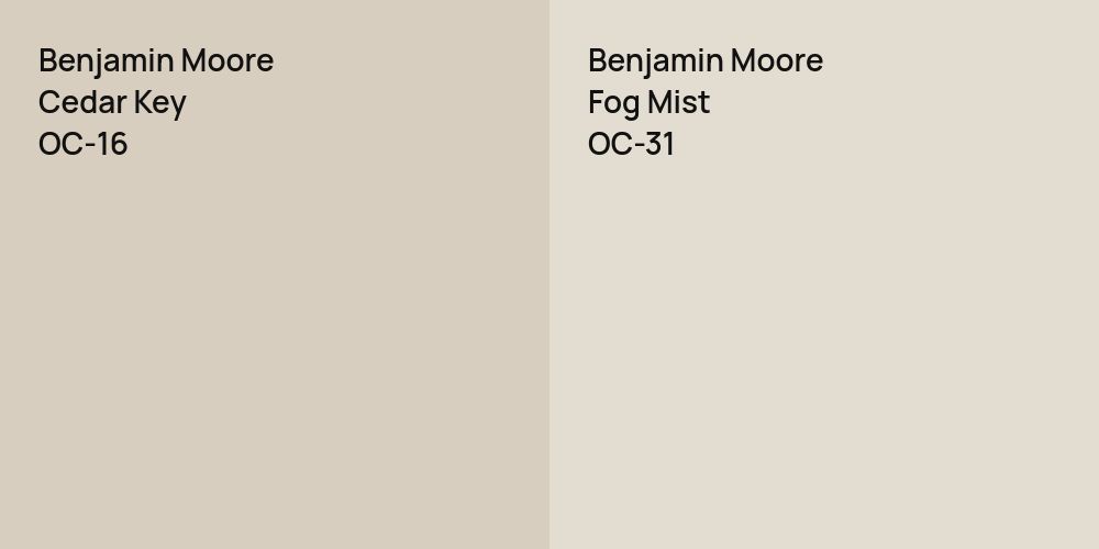 Benjamin Moore Cedar Key vs. Benjamin Moore Fog Mist