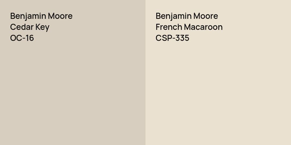 Benjamin Moore Cedar Key vs. Benjamin Moore French Macaroon