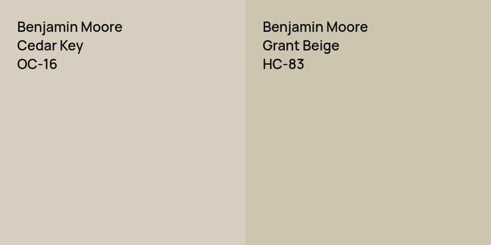 Benjamin Moore Cedar Key vs. Benjamin Moore Grant Beige