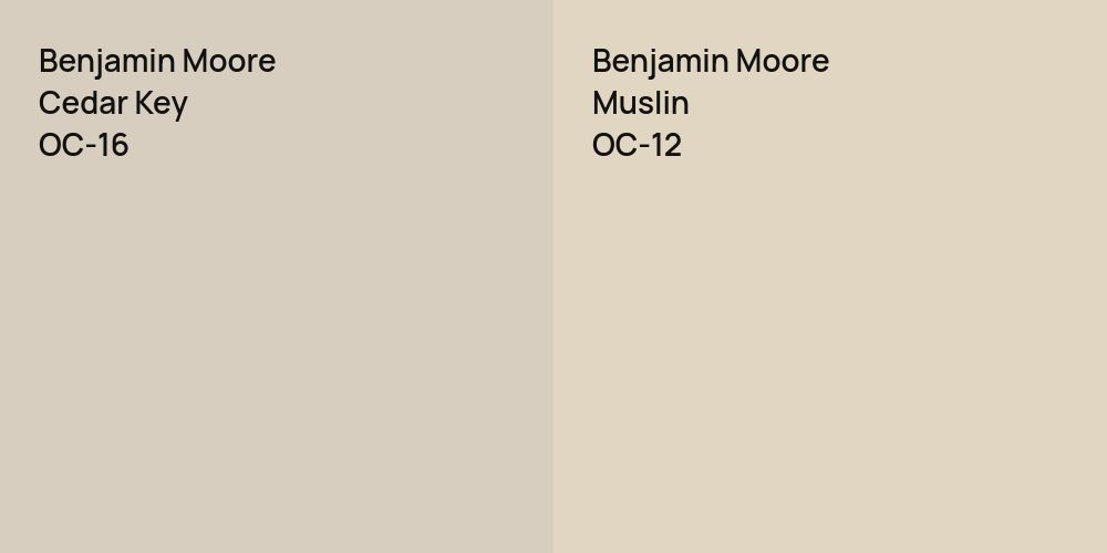 Benjamin Moore Cedar Key vs. Benjamin Moore Muslin