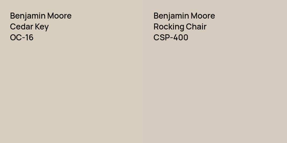 Benjamin Moore Cedar Key vs. Benjamin Moore Rocking Chair