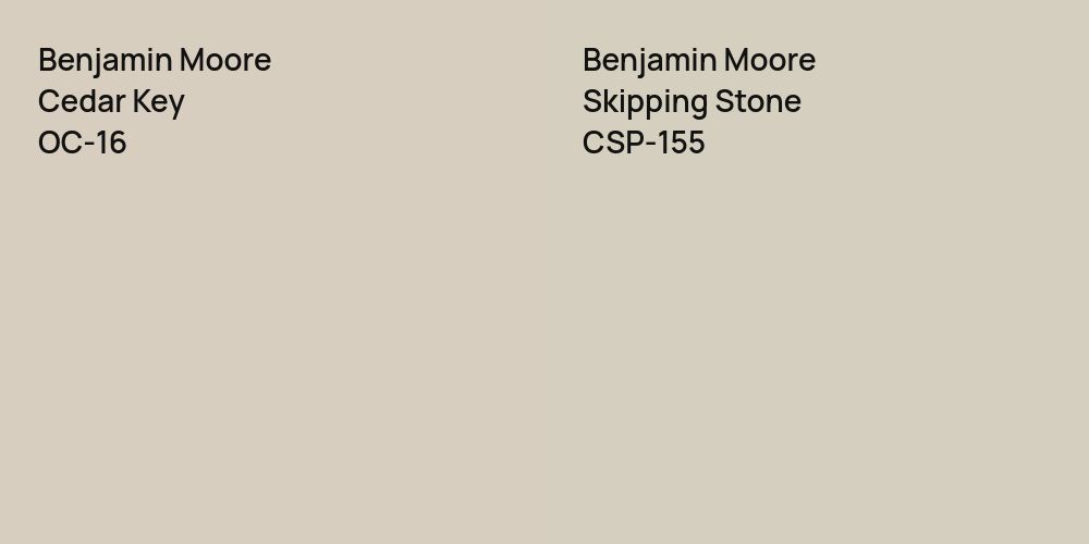 Benjamin Moore Cedar Key vs. Benjamin Moore Skipping Stone