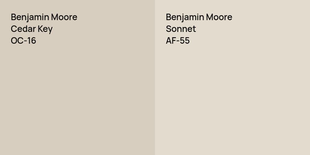 Benjamin Moore Cedar Key vs. Benjamin Moore Sonnet