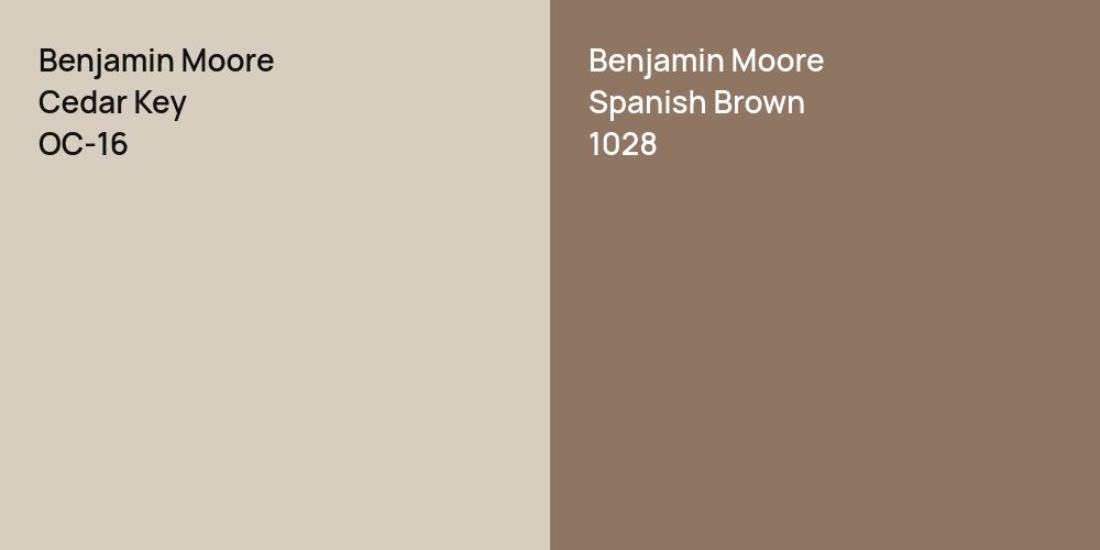 Benjamin Moore Cedar Key vs. Benjamin Moore Spanish Brown