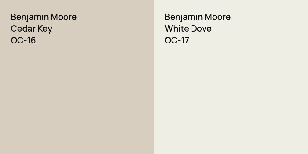 Benjamin Moore Cedar Key vs. Benjamin Moore White Dove