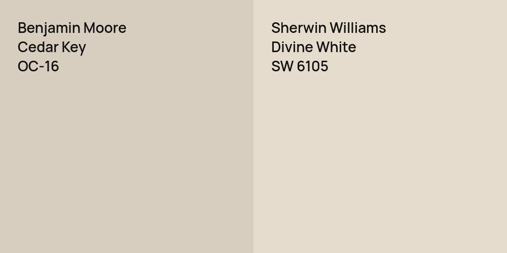 Benjamin Moore Cedar Key vs. Sherwin Williams Divine White