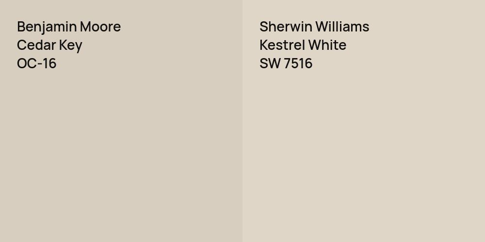 Benjamin Moore Cedar Key vs. Sherwin Williams Kestrel White