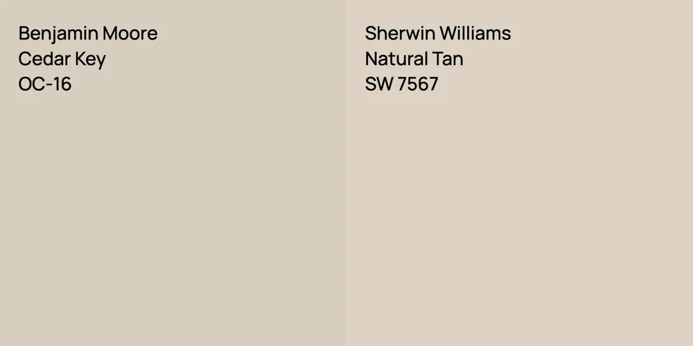 Benjamin Moore Cedar Key vs. Sherwin Williams Natural Tan