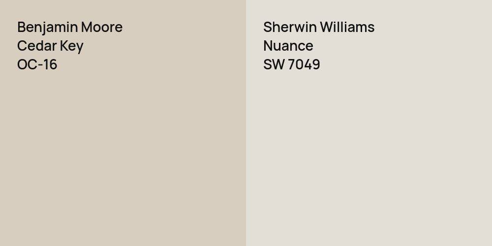 Benjamin Moore Cedar Key vs. Sherwin Williams Nuance