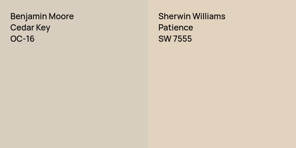 Benjamin Moore Cedar Key vs. Sherwin Williams Patience