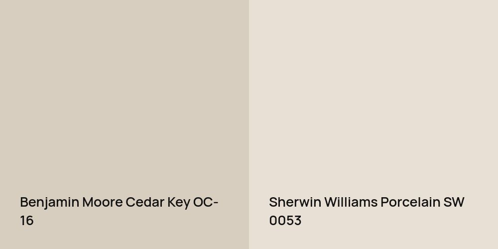 Benjamin Moore Cedar Key vs. Sherwin Williams Porcelain