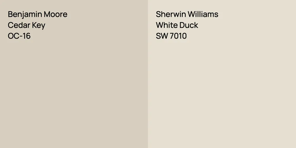 Benjamin Moore Cedar Key vs. Sherwin Williams White Duck