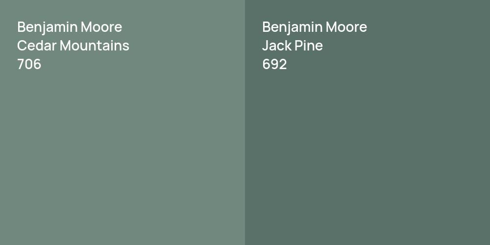 Benjamin Moore Cedar Mountains vs. Benjamin Moore Jack Pine