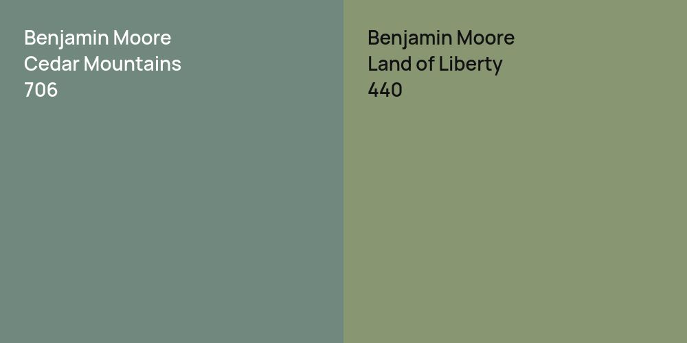 Benjamin Moore Cedar Mountains vs. Benjamin Moore Land of Liberty