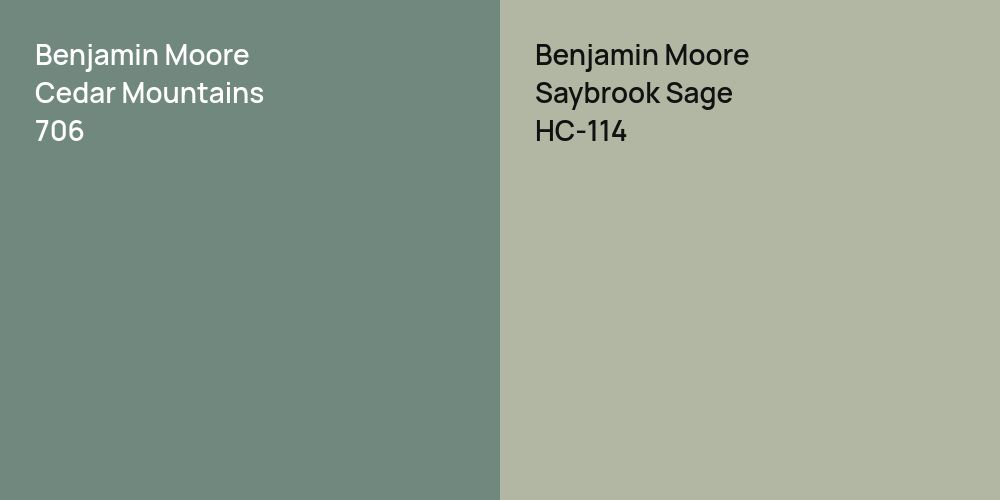 Benjamin Moore Cedar Mountains vs. Benjamin Moore Saybrook Sage