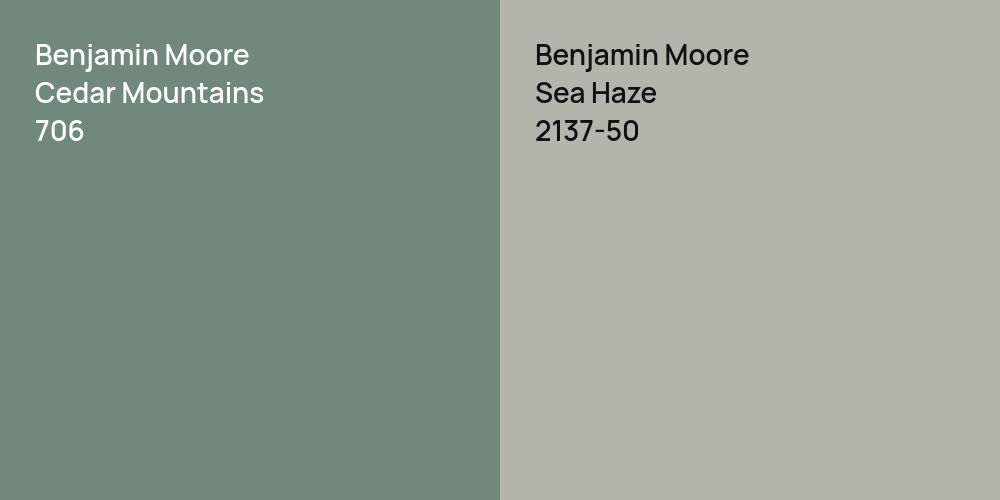 Benjamin Moore Cedar Mountains vs. Benjamin Moore Sea Haze