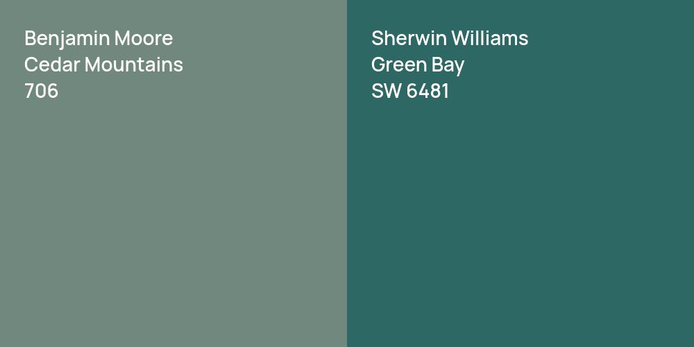 Benjamin Moore Cedar Mountains vs. Sherwin Williams Green Bay