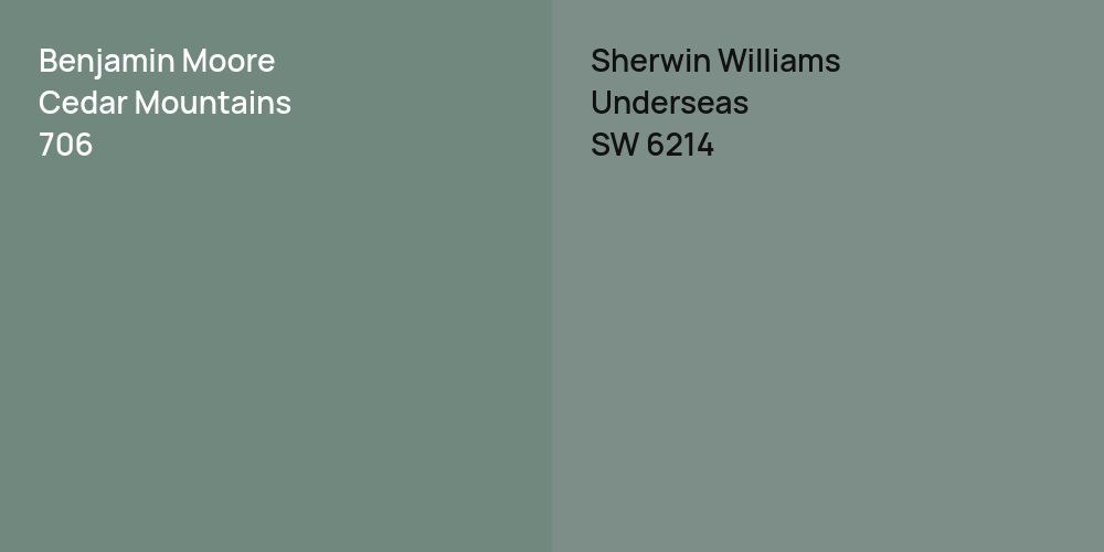 Benjamin Moore Cedar Mountains vs. Sherwin Williams Underseas