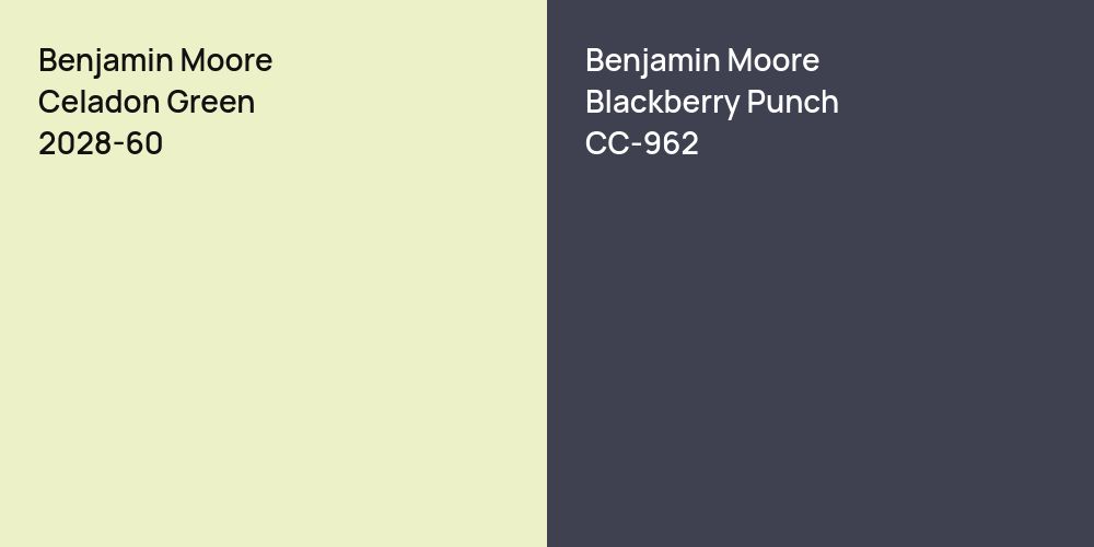 Benjamin Moore Celadon Green vs. Benjamin Moore Blackberry Punch