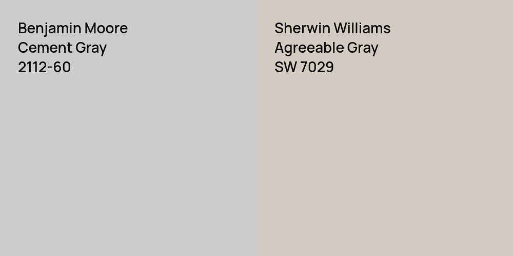 Benjamin Moore Cement Gray vs. Sherwin Williams Agreeable Gray