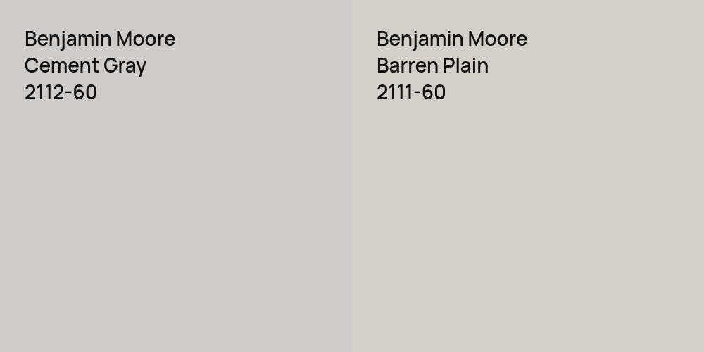 Benjamin Moore Cement Gray vs. Benjamin Moore Barren Plain