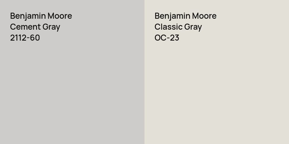 Benjamin Moore Cement Gray vs. Benjamin Moore Classic Gray