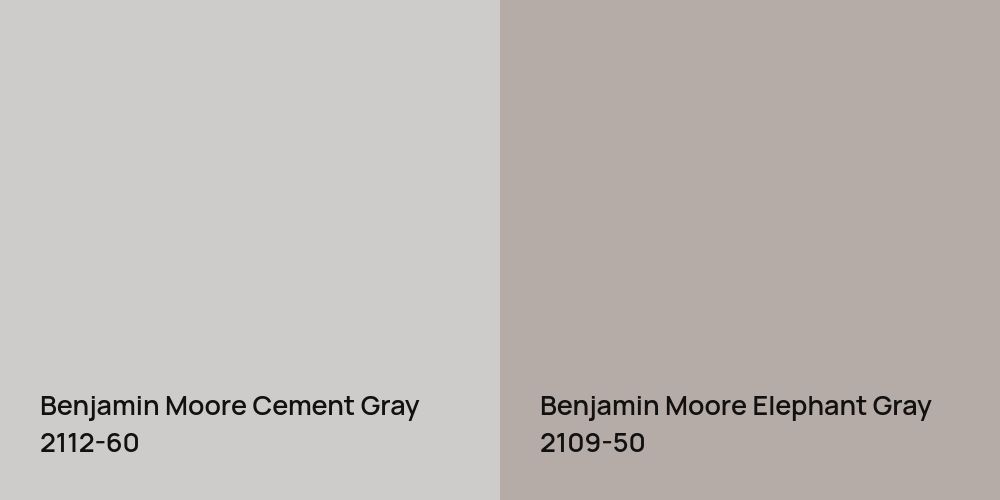 Benjamin Moore Cement Gray vs. Benjamin Moore Elephant Gray