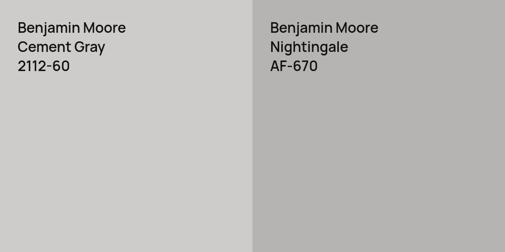 Benjamin Moore Cement Gray vs. Benjamin Moore Nightingale