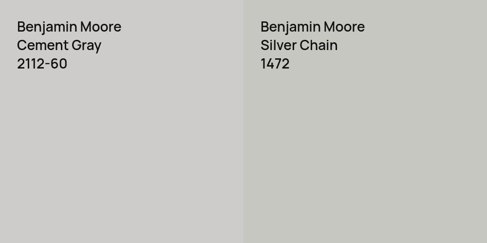 Benjamin Moore Cement Gray vs. Benjamin Moore Silver Chain