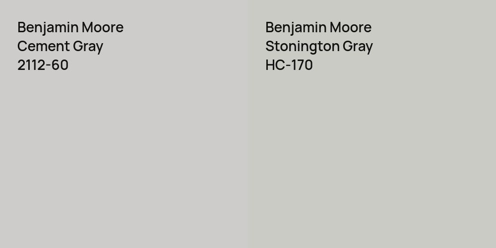 Benjamin Moore Cement Gray vs. Benjamin Moore Stonington Gray