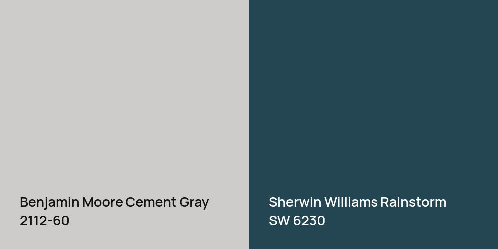 Benjamin Moore Cement Gray vs. Sherwin Williams Rainstorm