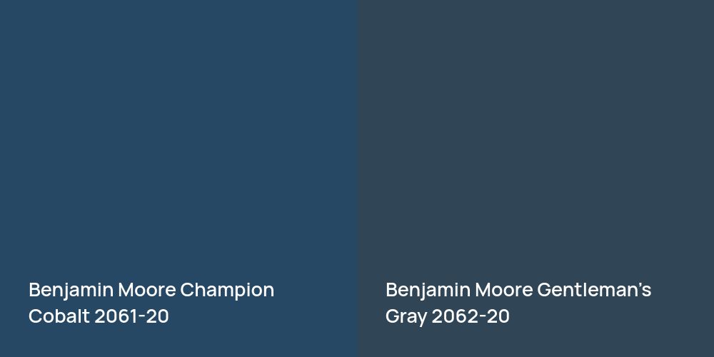 Benjamin Moore Champion Cobalt vs. Benjamin Moore Gentleman's Gray