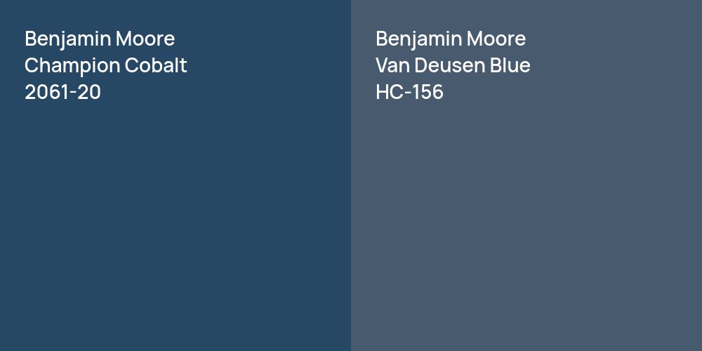 Benjamin Moore Champion Cobalt vs. Benjamin Moore Van Deusen Blue