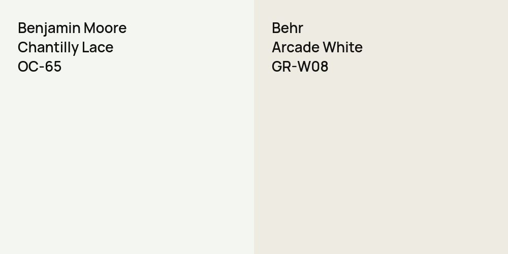 Benjamin Moore Chantilly Lace vs. Behr Arcade White