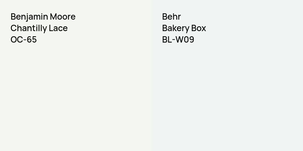 Benjamin Moore Chantilly Lace vs. Behr Bakery Box