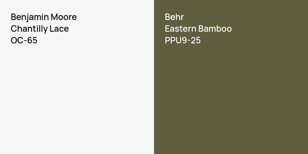 Benjamin Moore Chantilly Lace vs. Behr Eastern Bamboo