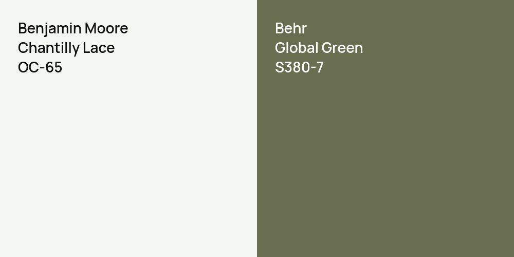 Benjamin Moore Chantilly Lace vs. Behr Global Green