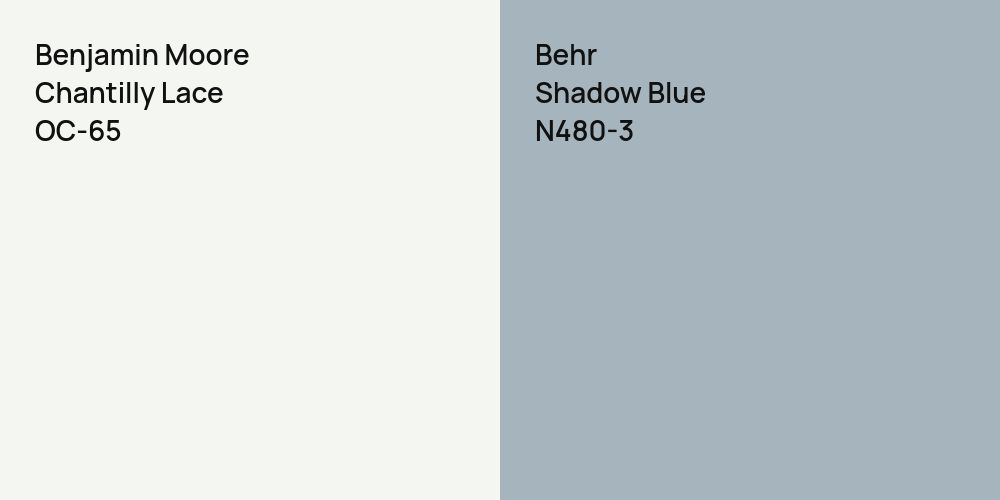 Benjamin Moore Chantilly Lace vs. Behr Shadow Blue