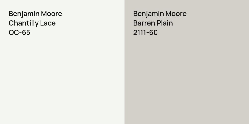 Benjamin Moore Chantilly Lace vs. Benjamin Moore Barren Plain