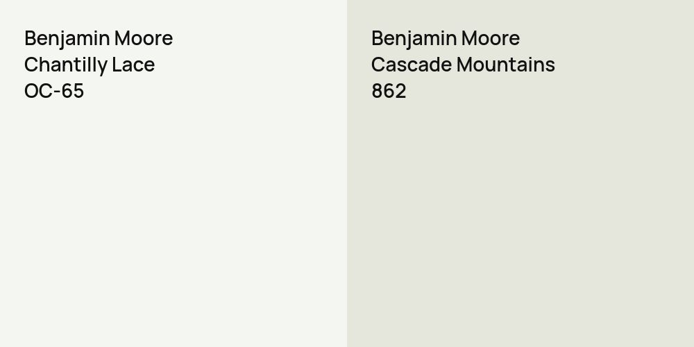 Benjamin Moore Chantilly Lace vs. Benjamin Moore Cascade Mountains