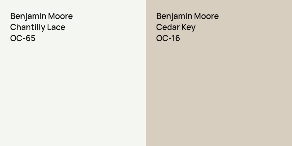 Benjamin Moore Chantilly Lace vs. Benjamin Moore Cedar Key