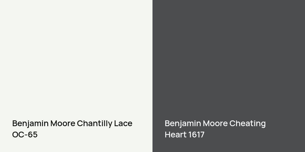 Benjamin Moore Chantilly Lace vs. Benjamin Moore Cheating Heart