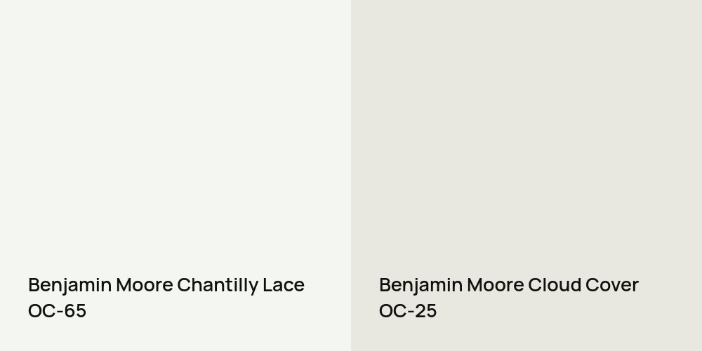 Benjamin Moore Chantilly Lace vs. Benjamin Moore Cloud Cover