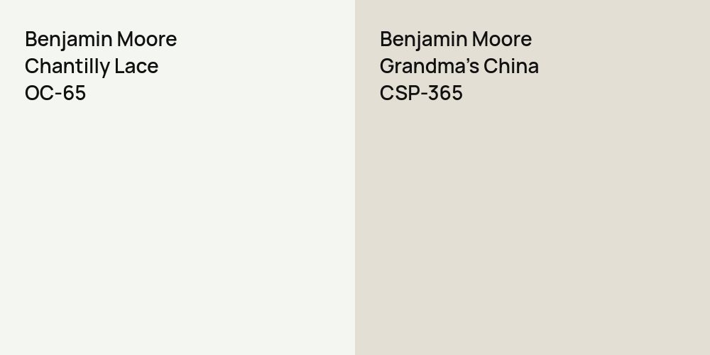 Benjamin Moore Chantilly Lace vs. Benjamin Moore Grandma's China