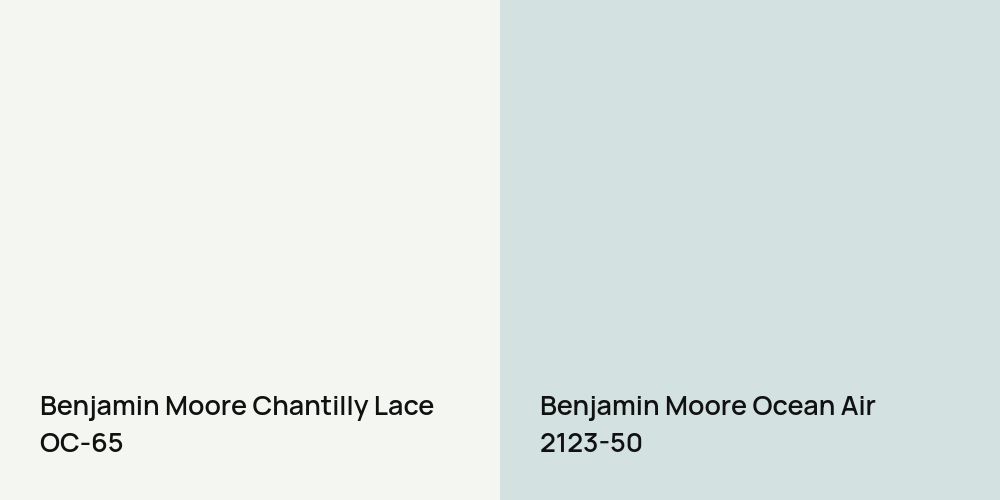 Benjamin Moore Chantilly Lace vs. Benjamin Moore Ocean Air